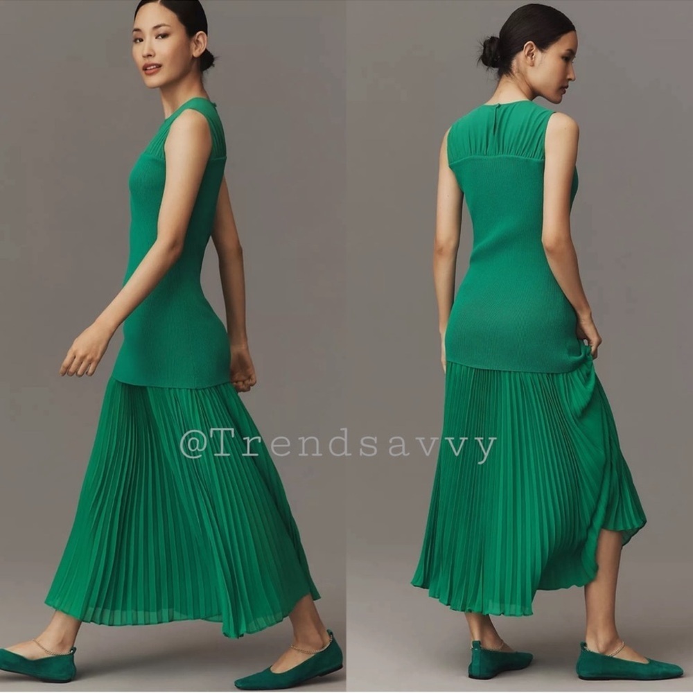 Anthropologie LโIDEE Gatsby Red Pleated Strapless Midi Dress Large Cocktail Gala